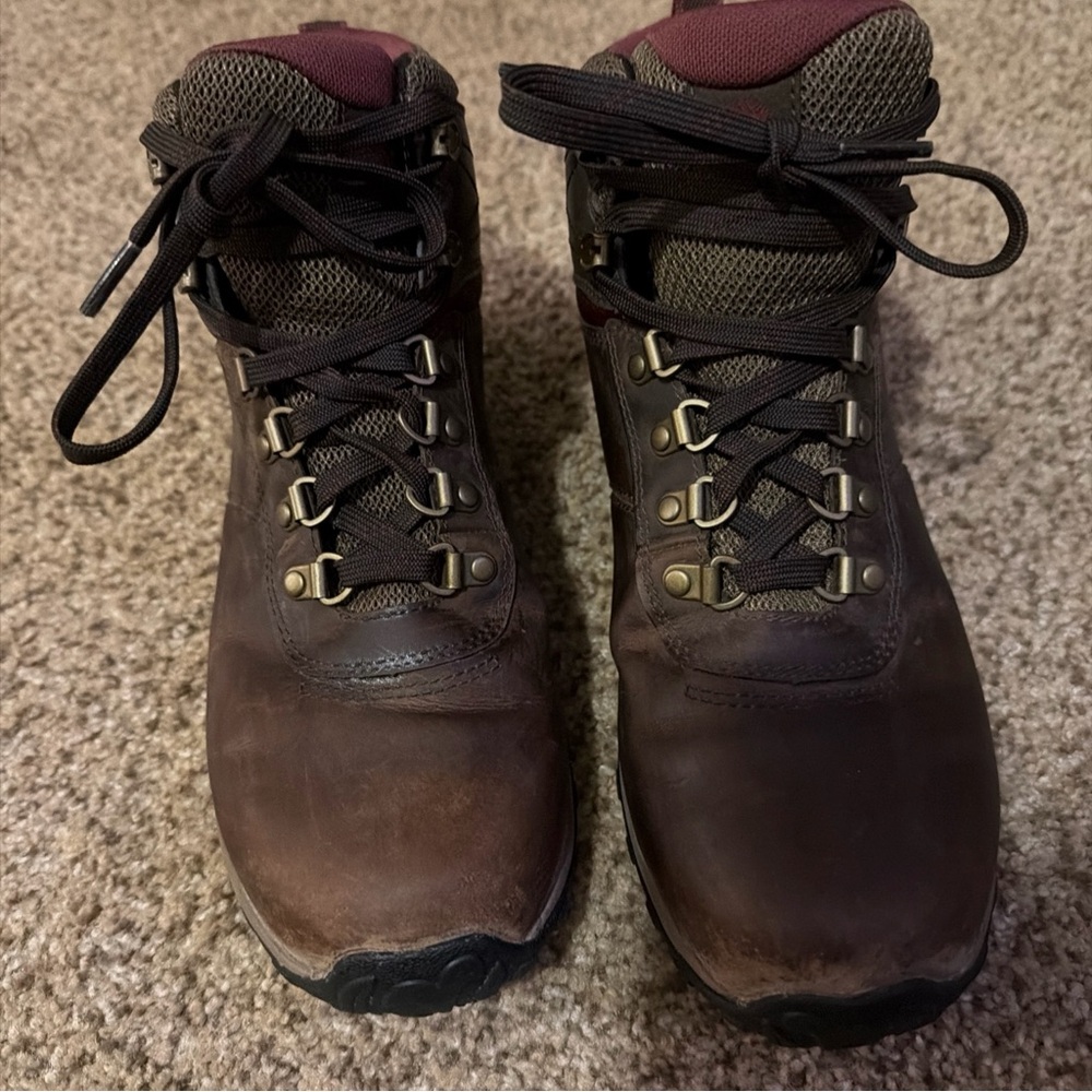 Timberland Norwood Mid Waterproof Hiking Boots Womens 9.5 Lace Up Leather Brown